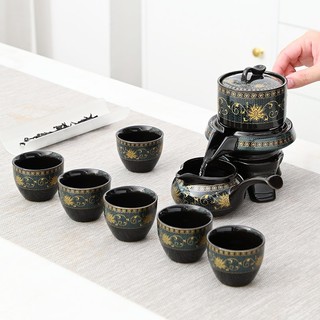 Bộ Ấm Chén Pha Trà Cối Xay - Xanh Đen (bao gồm 1 ấm trà, 6 chén trà và 1 bộ cối xay).