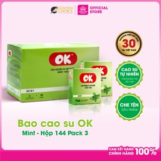 Bao Cao Su OK Bạc Hà Hộp 144 Cái Pack 3 - Mát Lạnh, Cao Su Tự Nhiên