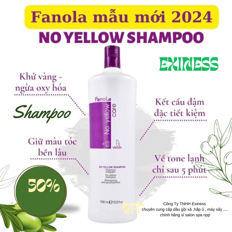 Dầu gội tím khử vàng Fanola 1000ml giữ màu tóc thời trang