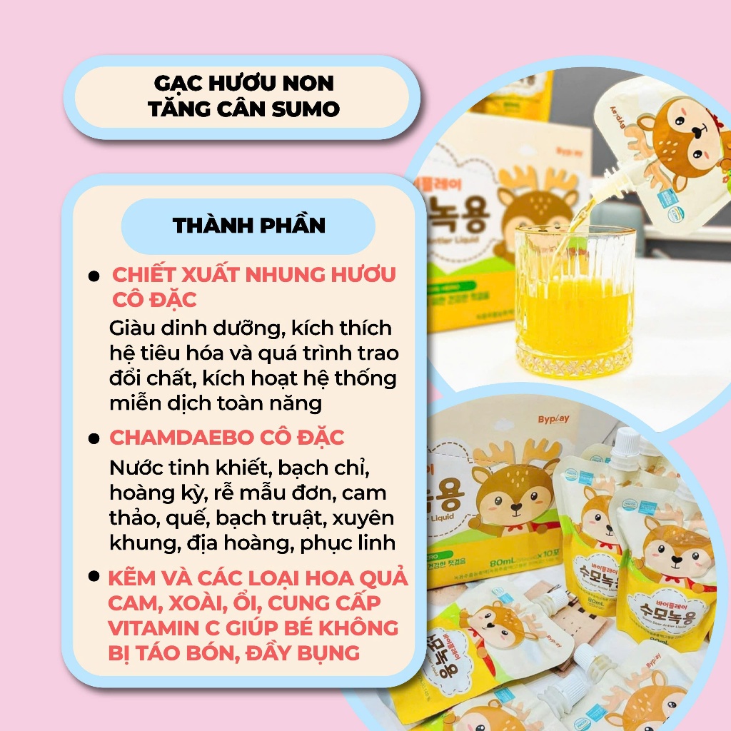 Nước Gạc Hươu Non Tăng Cân Sumo Hàn Quốc - Giúp Bé Ăn Ngon, Tăng Sức Đề Kháng[TẶNG QUÀ ]