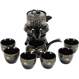 Bộ Ấm Chén Pha Trà Cối Xay - Xanh Đen (bao gồm 1 ấm trà, 6 chén trà và 1 bộ cối xay).