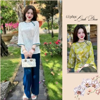  Bộ quần áo Lam bộ pháp phục đi chùa lụa gấm long phụng cao câp - PP39 