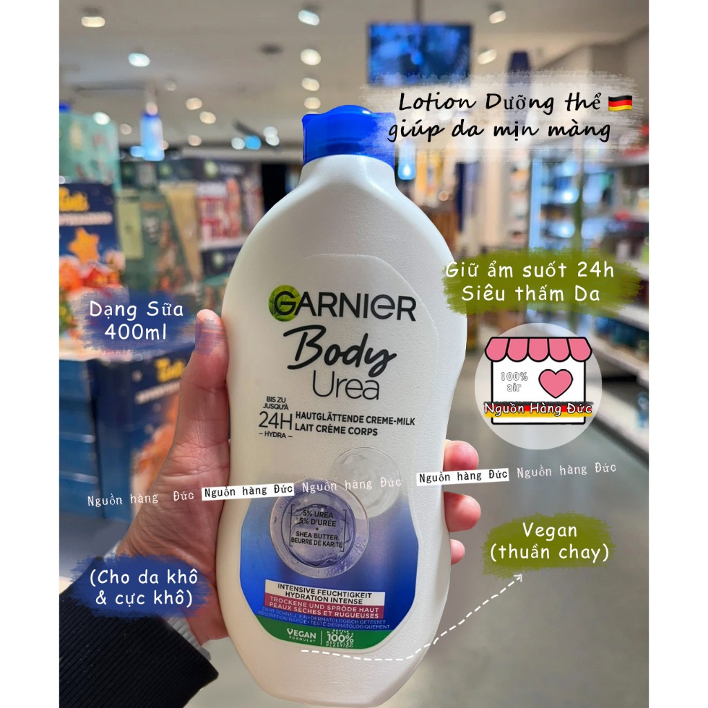 (bill Đức Mẫu mới)Dưỡng thể Garnier Đức cho da khô và cực khô dưỡng 24h siêu hiệu quả!! body Creme Milk 5% Urea