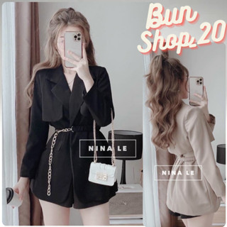 Áo Vest Nữ Blazer - Áo mangto nữ dáng ngắn kèm đai lưng xích bo eo tôn dáng, Vừa thanh lịch vừa xinh đẹp Bun Shop