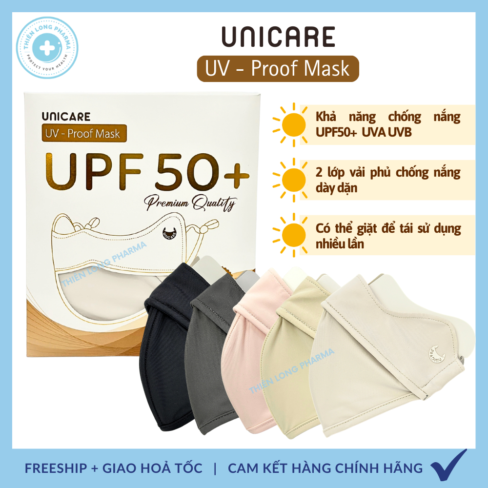 Khẩu Trang Proof Mask UNICARE Chống Tia UV Kháng Khuẩn Chất Vải Lụa Mềm Mịn Thoáng Mát Chống Bụi Mịn