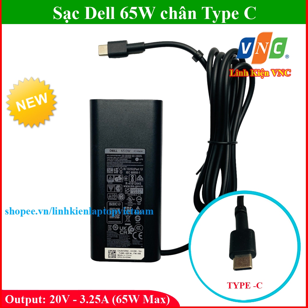 💥 Sạc Laptop Dell chân Type C Output 20V - 3.25A (65W)