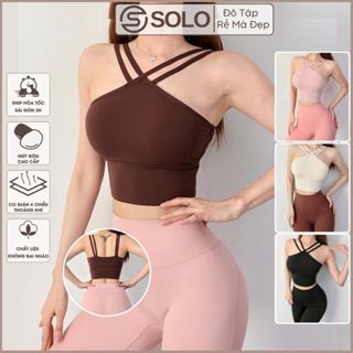 Áo Bra Dây Chéo Tập Gym Yoga Pilates Pickle Ball Áo lót Cổ Yếm thun poly mềm mại Solo Sportswear 356