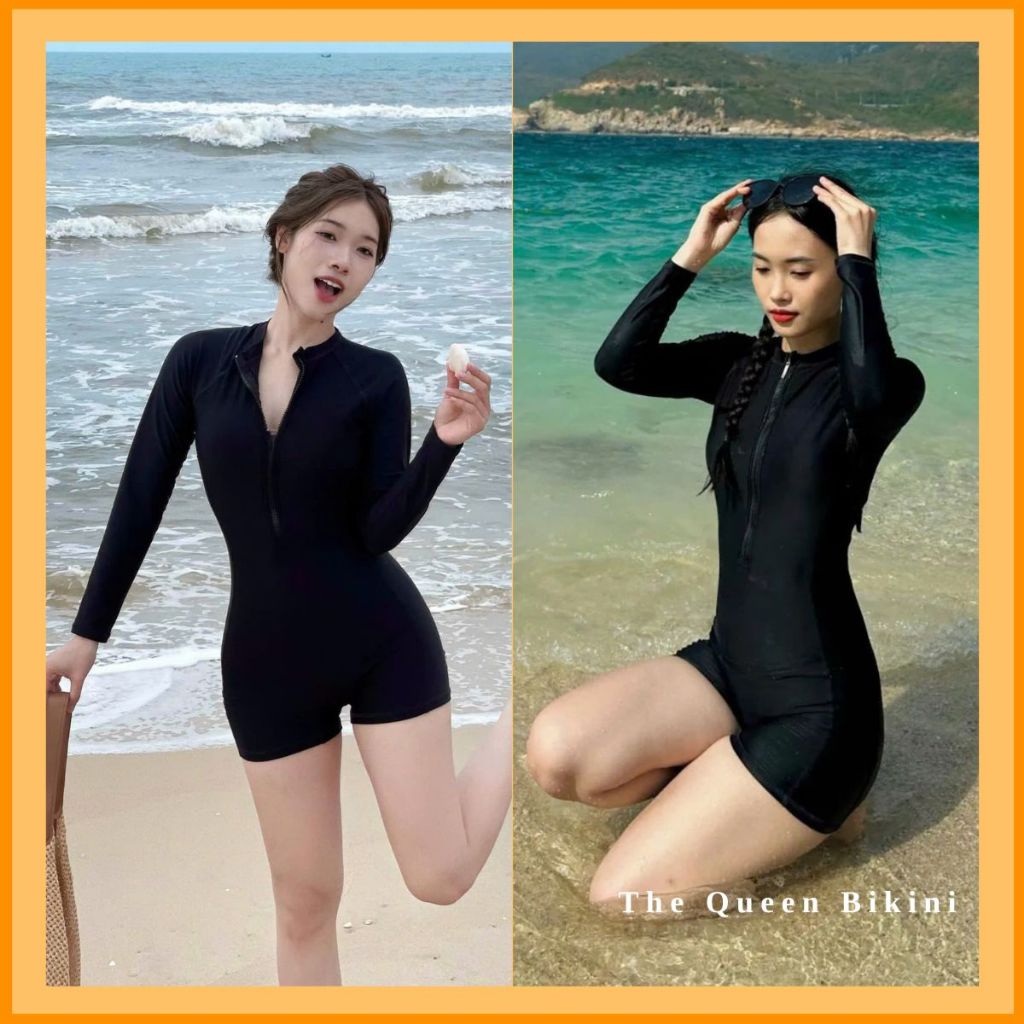 [Size S - 2XL] Bikini liền thân đồ bơi nữ đi biển 1 mảnh dây khóa kéo kín đáo tôn dáng gợi cảm The Queen 045 | BigBuy360 - bigbuy360.vn
