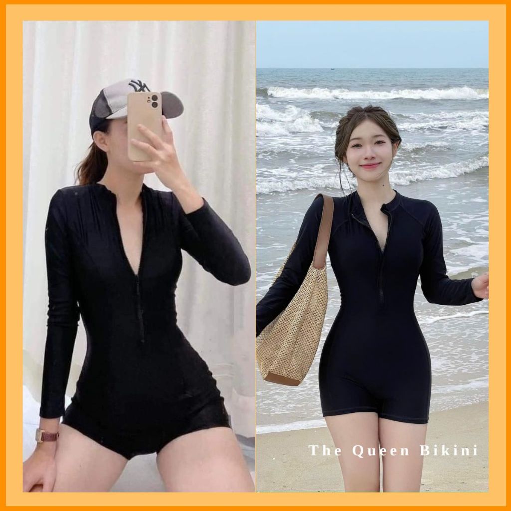 [Size S - 2XL] Bikini liền thân đồ bơi nữ đi biển 1 mảnh dây khóa kéo kín đáo tôn dáng gợi cảm The Queen 045 | BigBuy360 - bigbuy360.vn