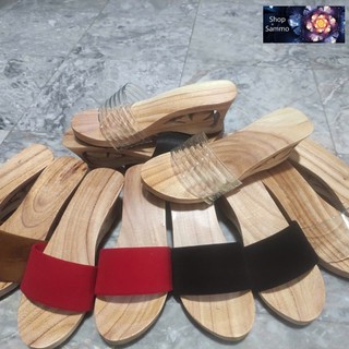 Guốc Gỗ Guốc Mộc Cao 7 Phân Đế Xuồng Quai Lụa ( đế cao su 2 lớp )