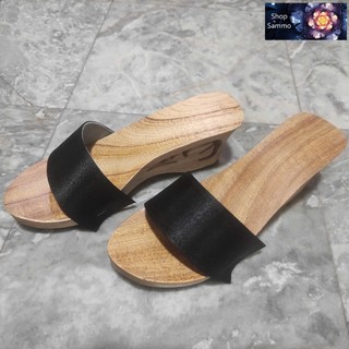 Guốc Gỗ Guốc Mộc Cao 7 Phân Đế Xuồng Quai Lụa ( đế cao su 2 lớp )