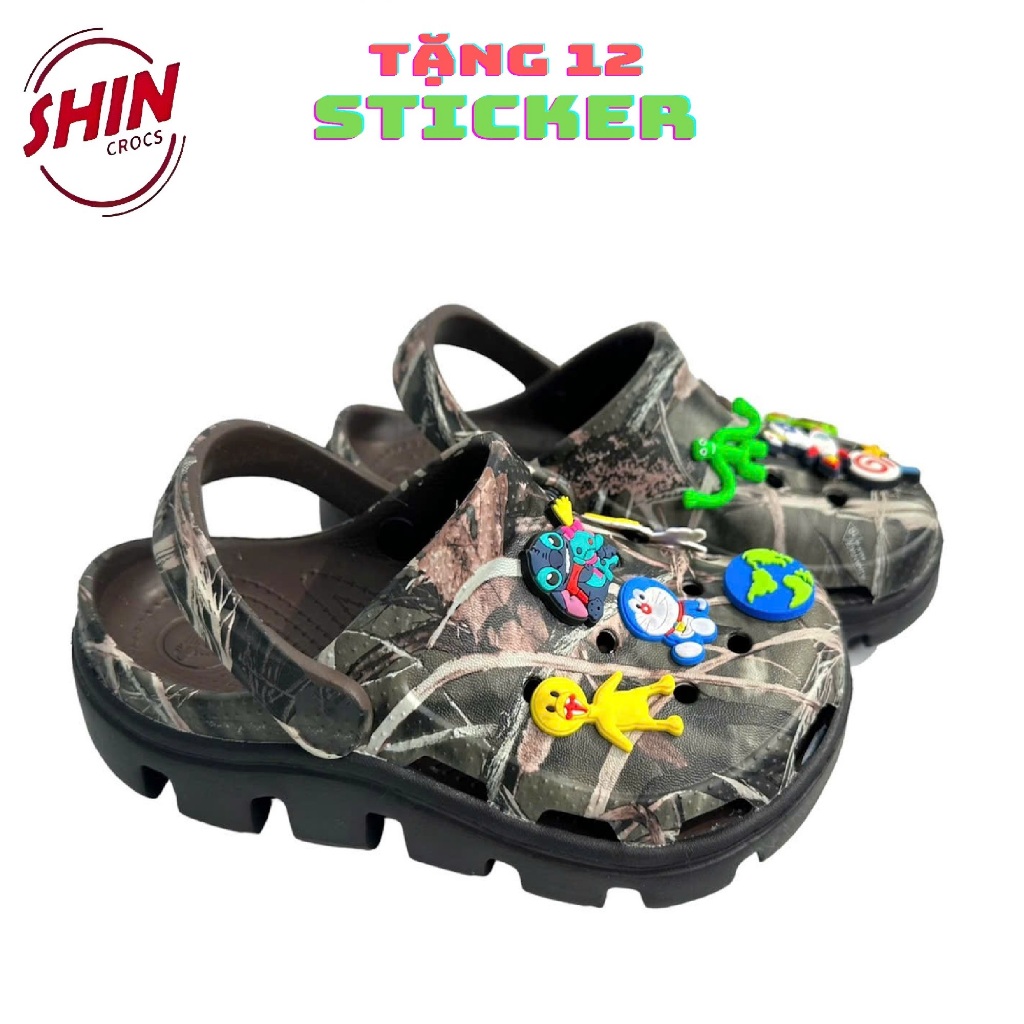 dép cross💖FREESHIP💖dép cross CAMO đế đen KL9921 tặng thêm 12 sticker cross