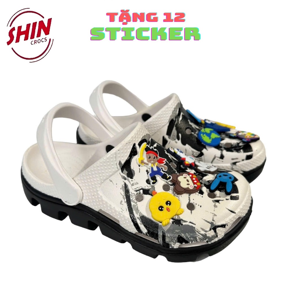 dép cross💖FREESHIP💖dép cross vảy sơn đen mũi 3D SHINCR3D tặng thêm 12 sticker cross