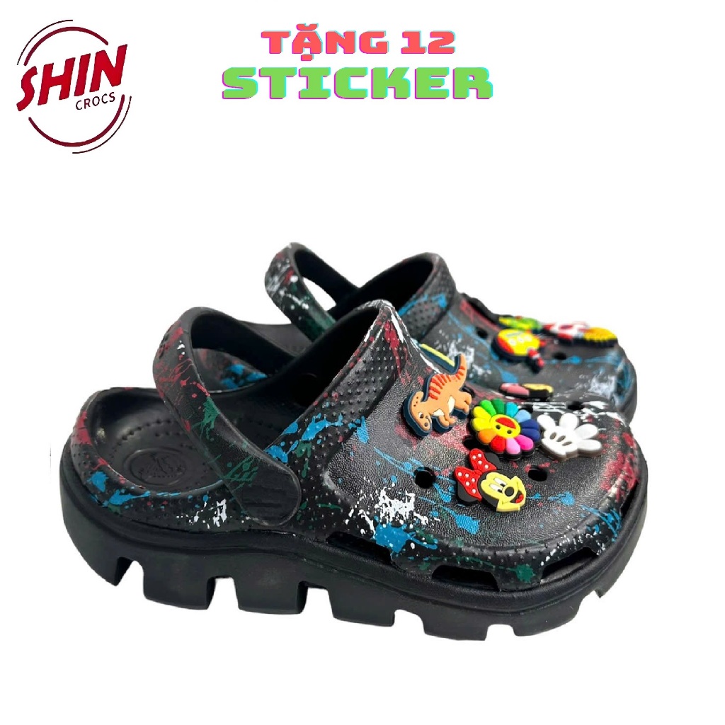 dép cross💖FREESHIP💖dép cross SAODEM vảy sơn MAICROSDUV đen phối sơn tặng thêm 12 jibitz cross