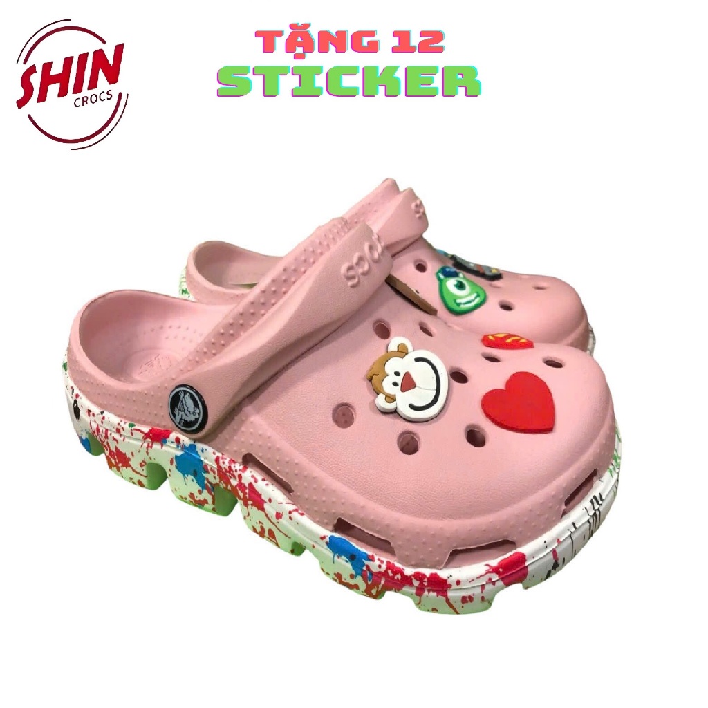 Freeship dép crossFREESHIPdép cross vảy sơn hoa lá hồng phấn SHINCR6YZA1 tằng kèm 12 sticker cross giá rẻ