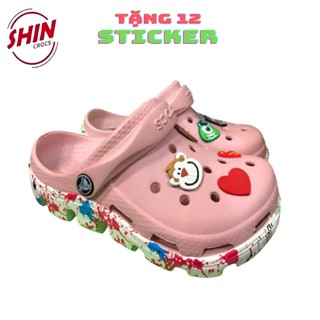 Freeship dép crossFREESHIPdép cross vảy sơn hoa lá hồng phấn SHINCR6YZA1 tằng kèm 12 sticker cross giá rẻ