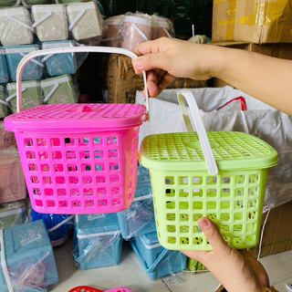 [CHÍNH HÃNG]Rổ quai xách có nắp  (nhỏ xinh dễ thương)size lớn cao 15cm