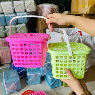 [CHÍNH HÃNG]Rổ quai xách có nắp  (nhỏ xinh dễ thương)size lớn cao 15cm