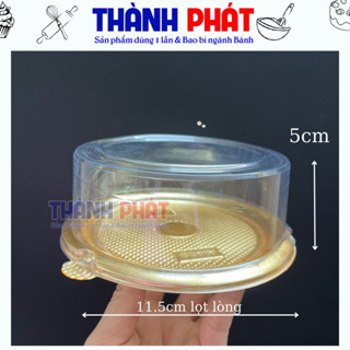 Hộp nhựa tròn đế vàng A1455 đựng xôi cúng, hộp nhựa lọt lòng 10cm, hộp đựng bánh bông lan, bánh bò, bánh gato