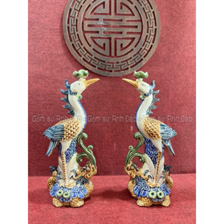 Đôi hạc thờ bằng sứ men rạn CHUẨN Bát Tràng (nhiều kích thước)