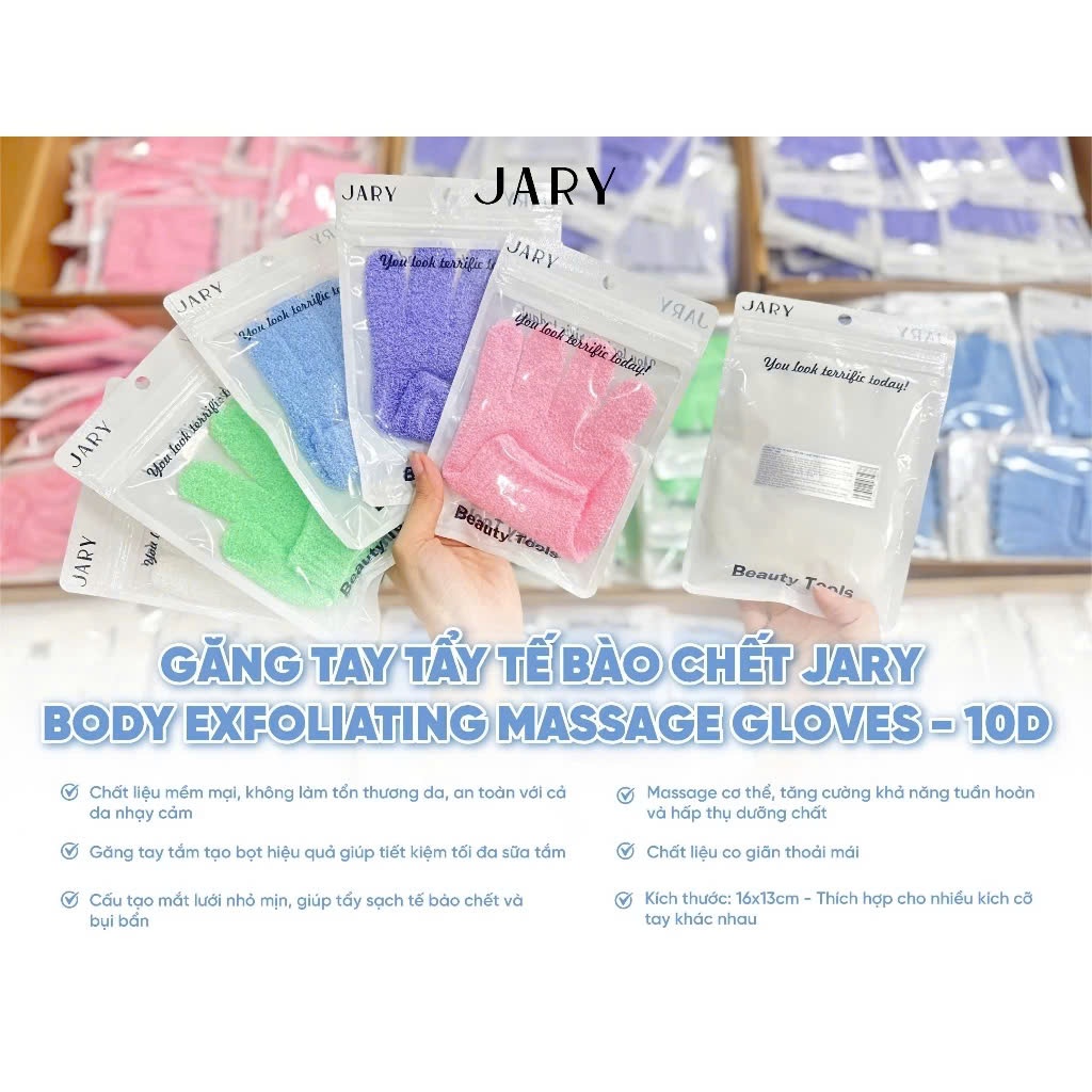 Găng Tay Tẩy Tế Bào Chết Toàn Thân Jary 40D Body Exfoliating Massage  / 10D Body Scrubber Gloves Hàn Quốc