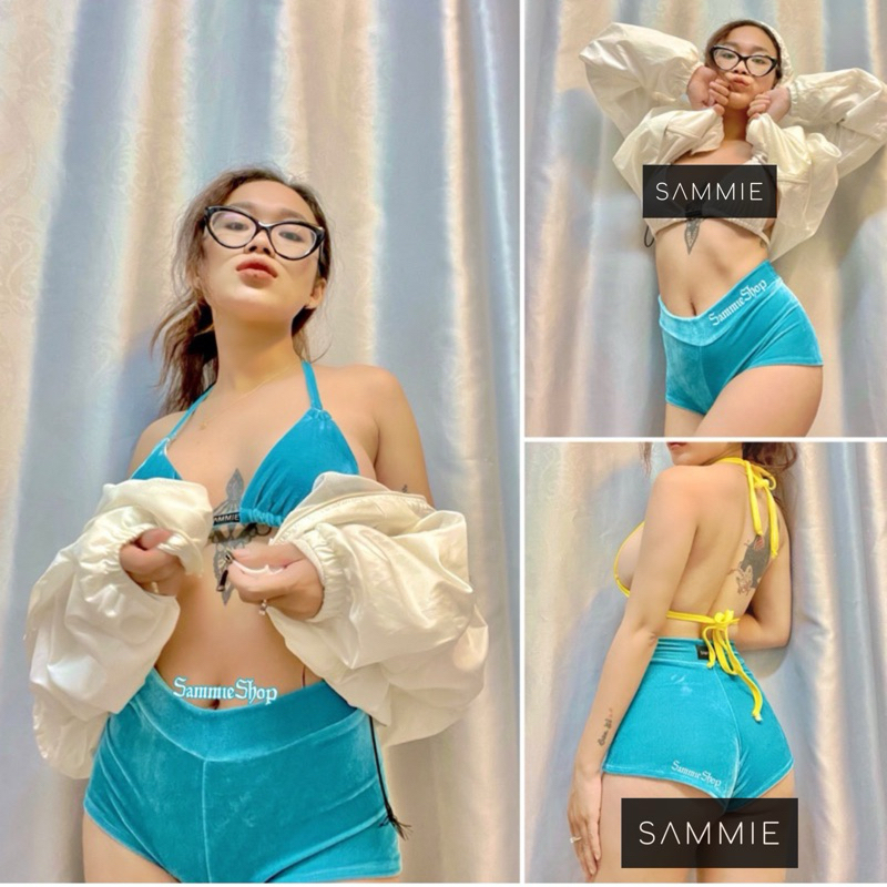 Quần TWERK xanh pastel, dancer, rave, booty, blue pastel twerk pants