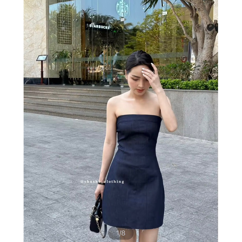 Pass đầm SHUSHI CLOTHING - Đầm Denim siêu hack dáng (size L)