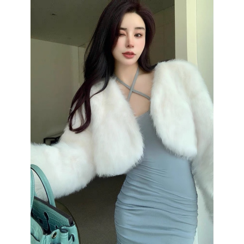 [Sẵn giao trước tết] Áo khoác lông sang chảnh CROTOP FORM BASIC, áo khoác lông dáng ngắn, áo khoác mùa đông xịn QC