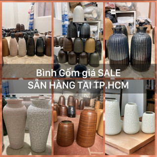 HOẢ TỐC SÀI GÒN Bình Gốm Bát Tràng 159k Bình hoa dáng chuông Bình gốm dáng đu đủ để bàn lọ hoa trang trí nhà cửa