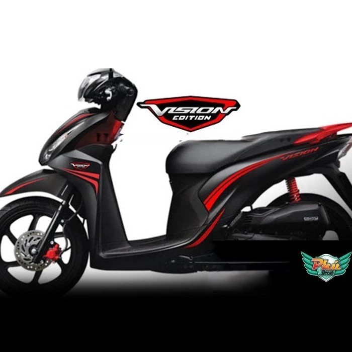Tem rời Vision đen chỉ đỏ nhám (A)