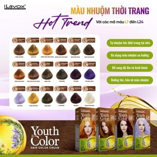  Kem nhuộm màu tóc cao cấp Youth  & Color Lavox - Gồm 18 màu nhuộm 