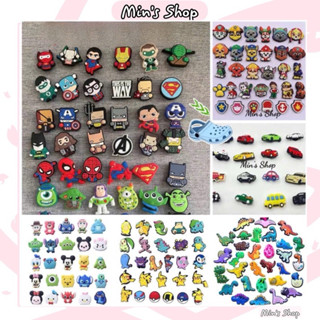 Gói 100 sticker dẻo 2D sẵn nút dùng gắn dép tổ ong, dép sục,cá sấu... charm dẻo sẵn nút)