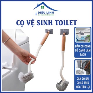  Cọ Bồn Cầu Toilet Đầu Cong Cán Gỗ Dài Có Lỗ Treo Móc Tiện Lợi Chà Bồn Cầu 2 Đầu Chổi Dieulinhshop 