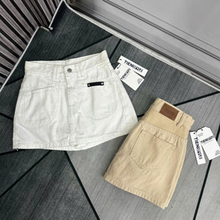 TIENSTYLE _ (S-4XL) Chân Váy Jean Trơn Mạc Da Túi Tròn Phom A Có Lót Dáng Ngắn Không Giãn Bigsize