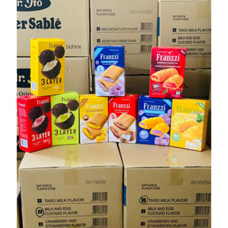 Franzzi- Bánh xốp nhân kem phủ socola- sữa chua - dâu hộp giấy có nhân 100gr hộp  dATE 5 2026  
