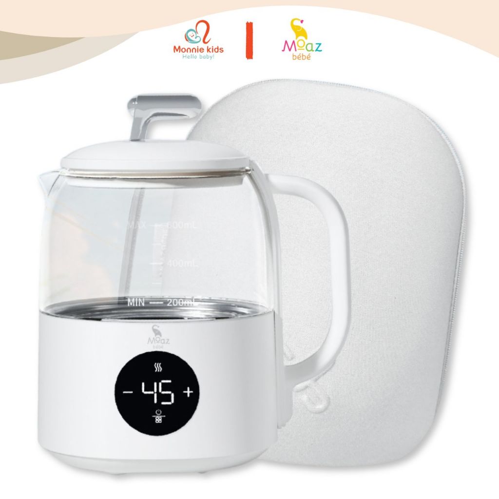 Bình đun nước Moaz Bebe MB099 pha sữa giữ nhiệt cho bé 600ml, ấm đun nước mini siêu tốc. Monnie Kids