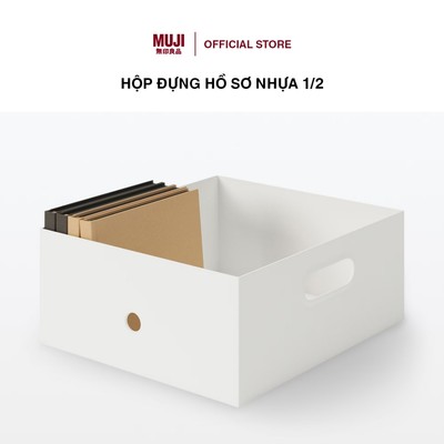 Hộp Đựng Hồ Sơ Nhựa 1/2 - Xám Trắng MUJI
