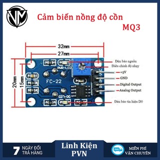 Cảm Biến Nồng Độ Cồn MQ-3