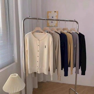 Áo khoác cardigan nữ , áo len cardigan cổ tròn thêu NGỰA ngực chất len mềm mịn hàng QCCC Loại 1 _LALA