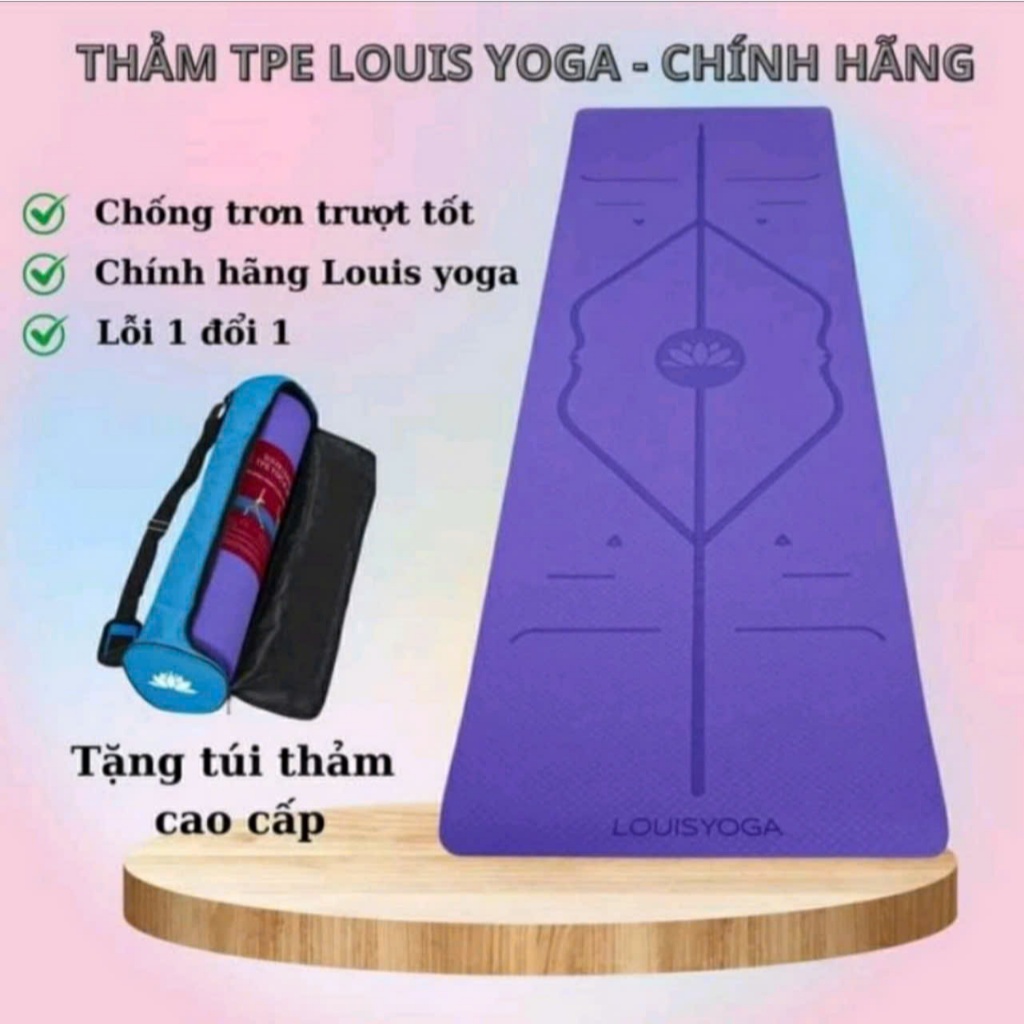 Thảm tập yoga cao su tpe 9mm định tuyến LOUIS YOGA