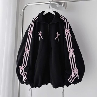 [Giá sale]Áo khoác nỉ nữ - Áo nỉ cổ trụ đính nơ form thụng mẫu Hot 2024 HN52