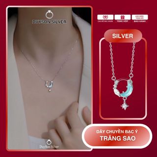 Dây chuyền bạc Ý 925 trăng sao Duyson Silver, vòng cổ nữ đính đá mặt trăng Moonstone