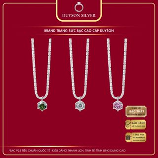 Dây chuyền bạc 925 DUYSON SILVER, Vòng cổ nữ dây xù bắt sáng lấp lánh mặt tròn đính đá