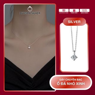 Dây chuyền bạc 925 DUYSON SILVER, Vòng cổ nữ đính đá tròn đơn giản cá tính [DCKX22]