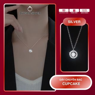 Dây chuyền bạc nữ mặt tròn đính đá Cupcake, Vòng cổ bạc 925 DUYSON SILVER [DCKX18]