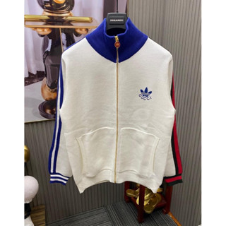 [Hight Quality] Hàng Có Sẵn!! Áo Khoác Len Ad1da X G.u Jacquard Knit Jacket - Họa Tiết Logo Thêu Phối Line Tay Nam Nữ