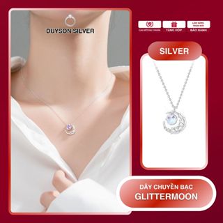  Dây chuyền bạc nữ DUYSON SILVER mặt trăng đá moonstone lấp lánh vòng cổ bạc Ý 925 mạ vàng trắng cao cấp  DCXK34  