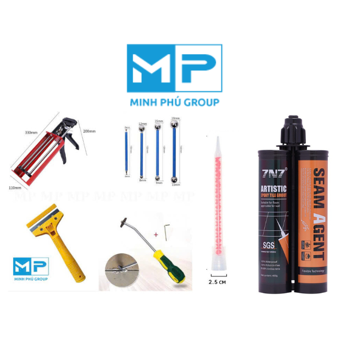 Combo 1 Chai Keo Chít  Mạch 7N7+ 1 Bộ Dụng Cụ Đầy Đủ Thi Công 10m2 ( Chống thấm- Bền Màu)