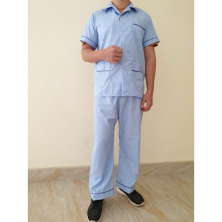 Bộ pijama sọc bộ ngủ nam trung niên họa tiêt (sọc tây ngắn quần dài )