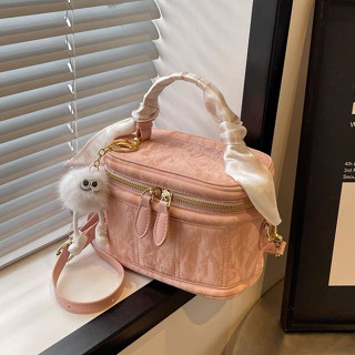  Túi Xách Nữ Cốp Da Nhung Túi Đeo Chéo Nữ Quấn Khăn Kèm Khóa Bông Cute PK 780 